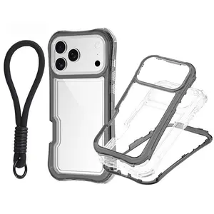 Simple Clear Phone Case For iPhone 17 AIR 17 Pro Max Luxury Wrist Strap Anti Fall Shockproof Protective Back Cover