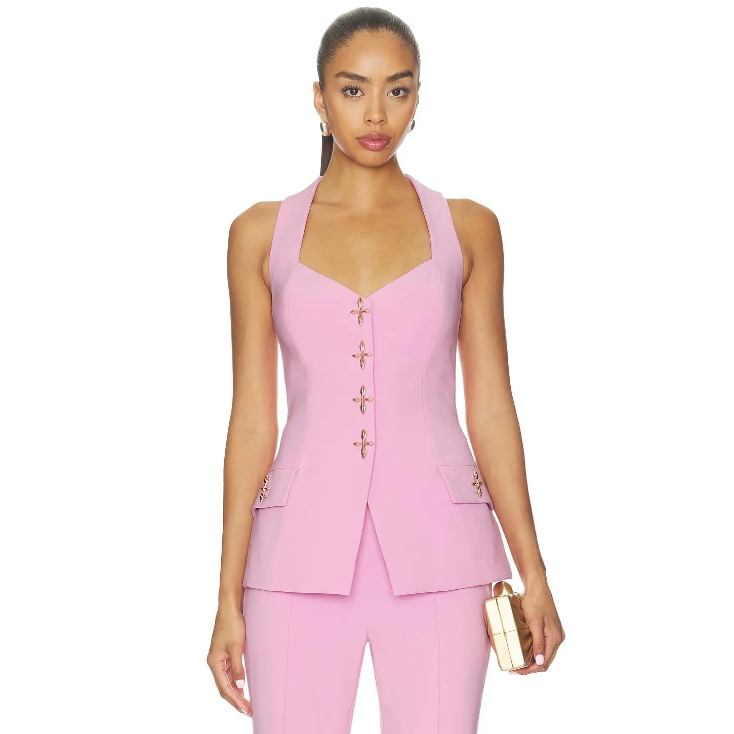 Nadine Merabi Zoe Pink Waistcoat in Pink
