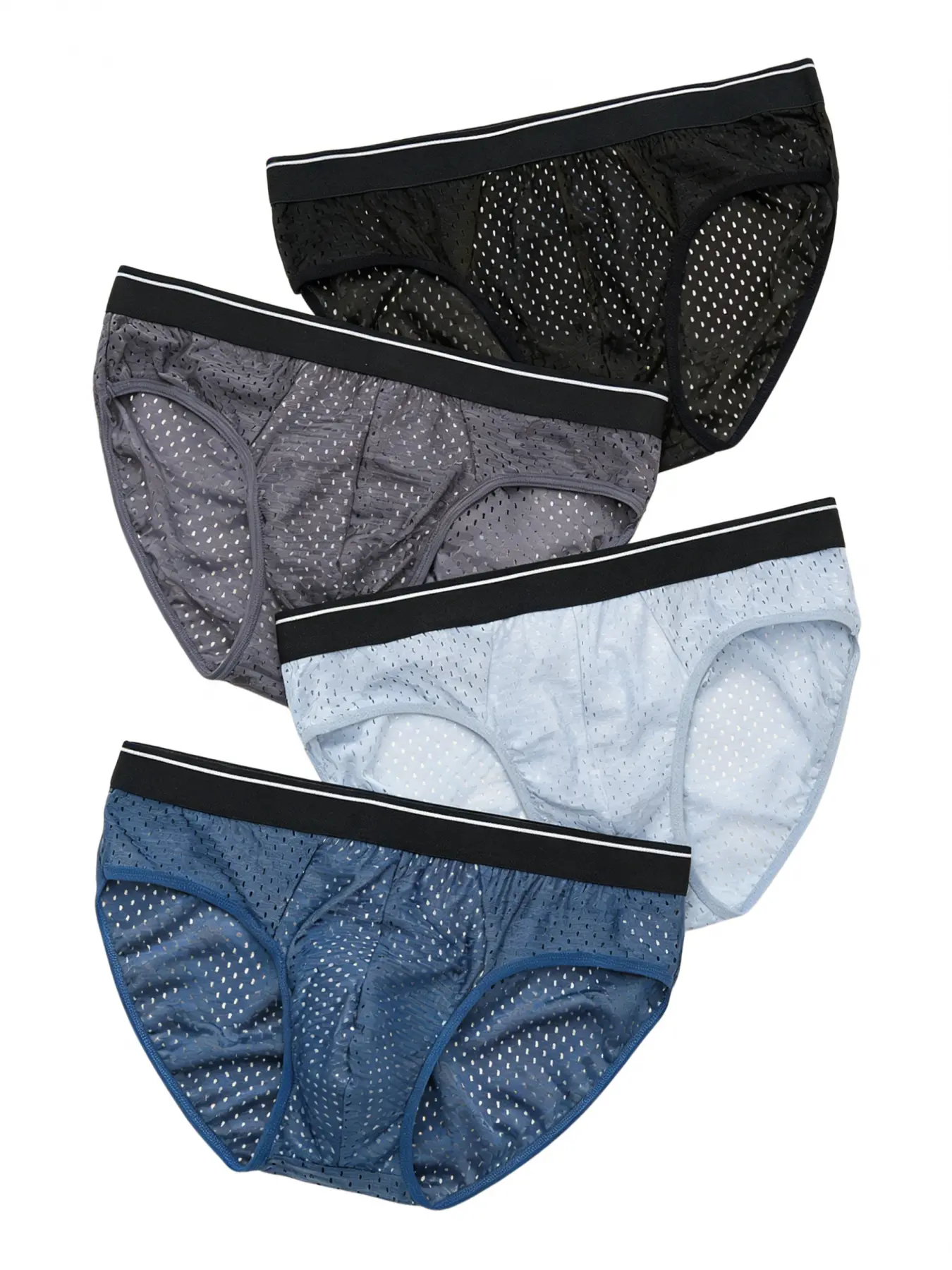 4 Pack Men's Ice Silk Briefs Ultra Thin Breathable Mesh Plus Size Summer Underwear Young Sexy Mid Waist Net Hole Underpants Men's Underwear Casual Breathable Underwear