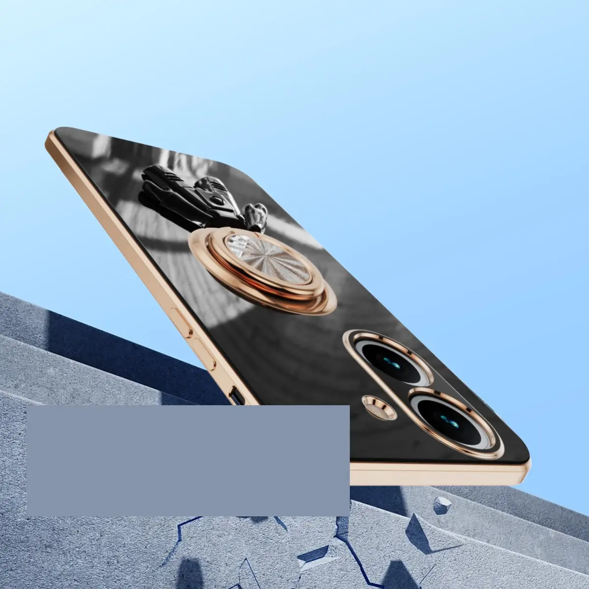 For Xiaomi Redmi 13C 4G 6D Astronaut Electroplated Ring Stand Phone Case HNTKR-0132