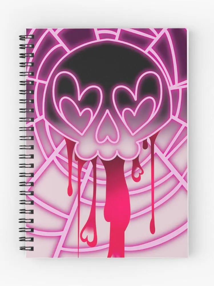3pcs Journal Notebooks Hazbin Hotel Angel Dust Skull Spider Notebook School 160 Pages A5 Medium Size Thick Paper, Spiral-bound, Waterproof Flexible Plastic Cover, for College, Sketching, Drawing, Painting