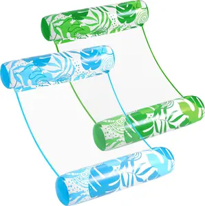 2 Packs Hammock Pool Floats for Adults 4-in-1 Multi-Purpose Inflatable PVC Water Hammock Lounge Floaties with Buoyant Pillows & Cool Mesh Fabric Seat