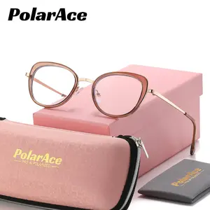 PolarAce Unisex Fashion Literary Full Frame Cat Eye Clear Glasses Casual Clear Glasses