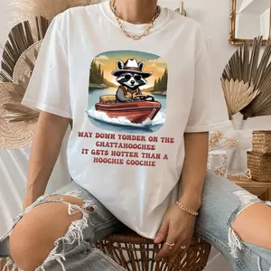 Chattahoochee Tshirt, Summer Tshirt, Way Down Yonder On The Chattahoochee, Raccoon Tshirt, Funny Raccoon Alan Jacks0n Graphic Streetwear T-Shirt