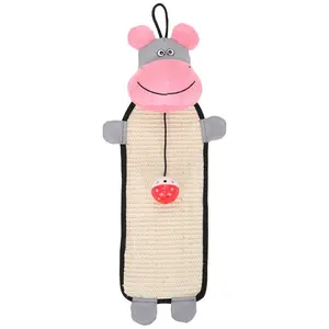 212 MAIN Natural Sisal & Jute Hanging Carpet Cat Scratcher, Pink & Grey, with Built-In Toy, 1 Size for Cat Paw Exercise, One Size