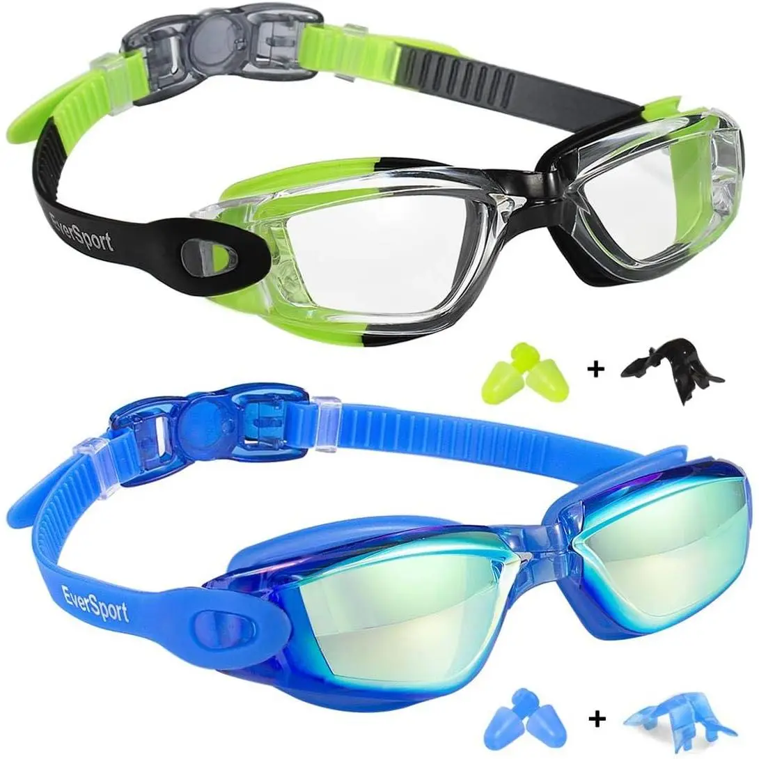 FUNYH Kids Swim Goggles, Pack of 2 Swimming Goggles for Children Teens, Anti-Fog Anti-UV Youth Swim Glasses for Age4-16