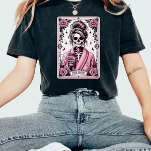 The Mom Funny Tarot Card Shirt, Woman Skeleton Mother's Day T Shirt, Witchy Vibes Skull Mama T-Shirt, Funny Mom Meme Shirt, Floral Mom Shirt P