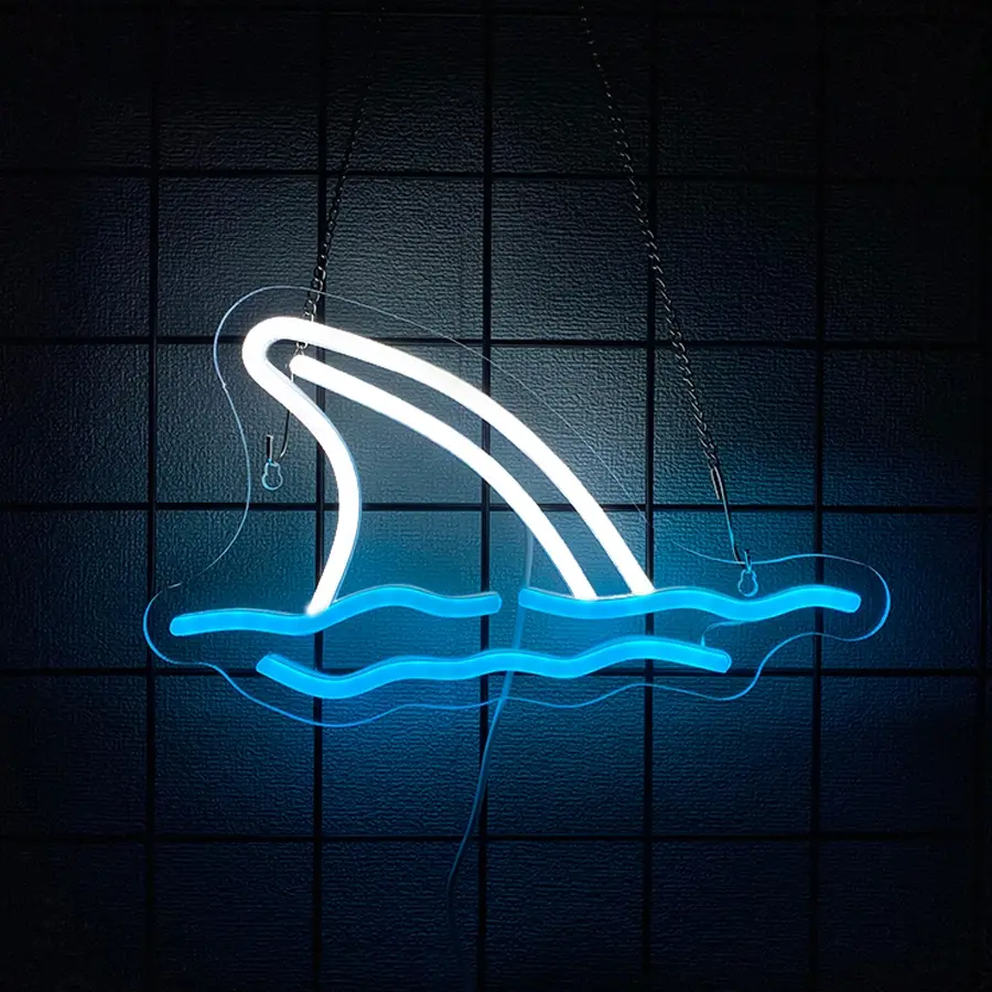 Shark Neon Signs Wall Decorative Shark Neon Lights  Powered Illuminated Night Light Man Cave Light for Bedroom Room Shop Hotel Bar Decor Party Supplies Wall Art Birthday Gifts Ambient Night Lamp