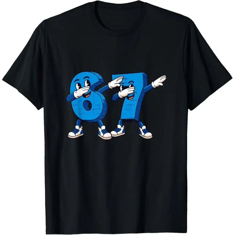 Men's Classic 67 Dabbing Meme Funny DTG/DTF Printing Short-Sleeve Cotton T-Shirt - 100% Cotton, Unisex Round Neck, Breathable Light, Machine-Washable Casual Summer Gift Tops