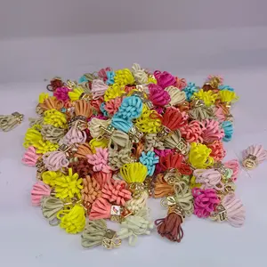 40pcs Mix Cute Dainty Colorful Fabric Tassel Jewelry Charms Set - Braided Rope Tassel Pendants, Golden-Tone Metal Clasp & Hanging Loop Design for Women/Girls DIY Gift