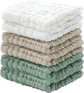 6 Packs Baby Washcloths, Muslin Washcloths Baby,Cotton Burp Cloths, Extra Absorbent and Soft Wash Clothes for Newborns,