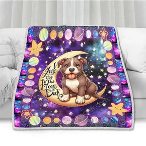 Pitbull I Love You to The Moon and Back Blanket, Pitbull Decor, Dog Lovers Gifts, Sofa Throw Blanket Comfort Warmth Soft Blanket Fleece Blanket, Sherpa Blanket