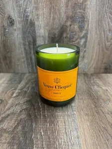 Custom Veuve Champagne Yellow Label Soy Wax Candle - Recycled and Upcycled Gift Present Idea