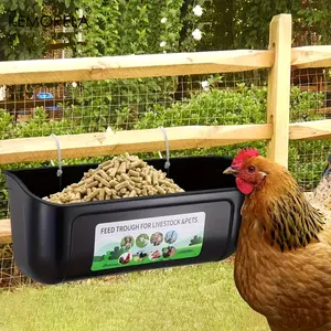 Goat Feeder Hanging Duck Chicken Feeder, Small Pet Food Bowl Water Bowl, Fence Feed Slot with Clip, Goose Drinking Tray