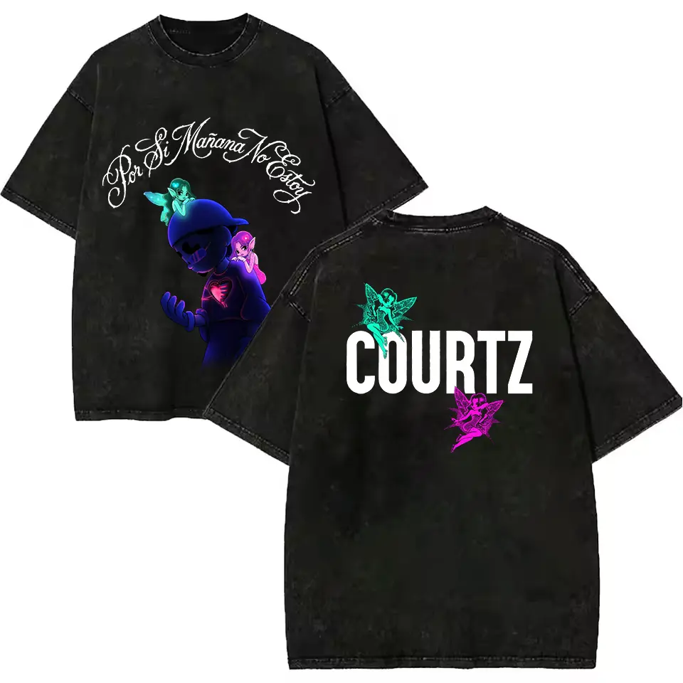 Courtz Acid Wash Graphic T-shirt, Ousi Tee, Omar Courtz Por Si Mañana No Estoy World Tour Tee, Casual Top Tee, Unisex Short Sleeve Tee