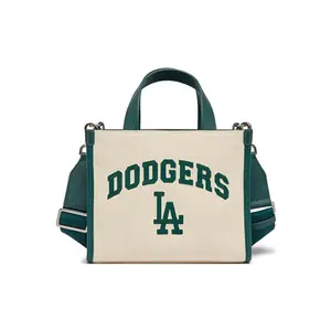 MLB Los Angeles Dodgers Logo Decorated Casual Canvas Tote Bag for Men and Women, Unisex Commuter and Shopping Bag with Shoulder Strap.