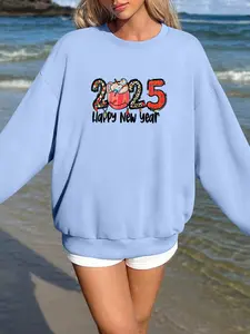 Women's Solid Color Casual Sweatshirt for All Seasons, Loose Fit Comfortable Top, Trendy Spring and Autumn Layering Wear