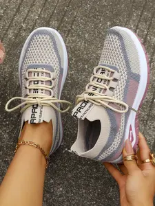Women's Large Size Mesh Sports Shoes, Breathable Soft Sole Anti-Slip, Lightweight Shock Absorption, Casual All-Season Footwear, Mesh Fabric Sneakers
