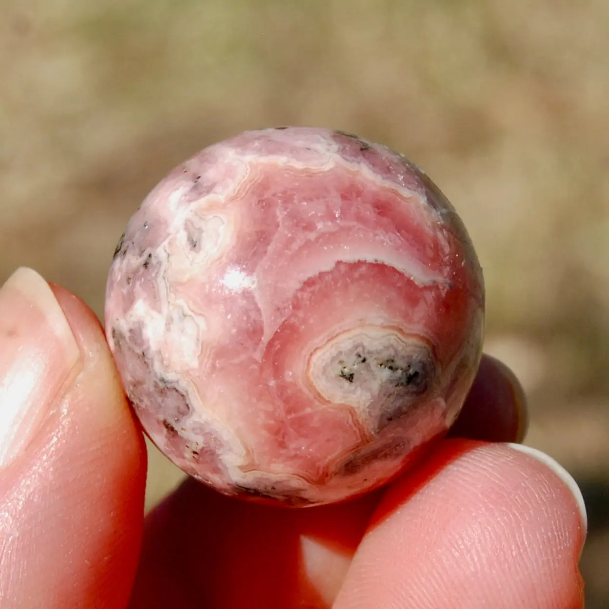 24mm 25g Rhodochrosite Crystal Sphere, Argentina