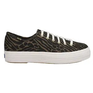 Keds Womens Triple Kick Jungle Lace Up Sneakers Shoes Casual - Black, Brown