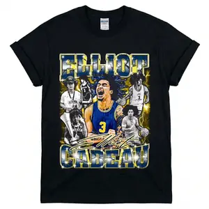 [MADE IN US] Elliot Cadeau Basketball T-Shirt - 90s Vintage Bootleg Rap Tee Collage Graphic - Hype Streetwear for Hoops Fans