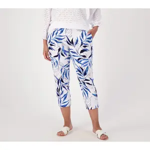 GRAVER Susan Graver Printed Regular LK Fusion Ava Slim Crop Pants