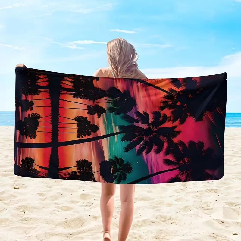 Extra Large Tropical Coconut Tree Printed Beach Towel Microfiber Super Absorbent Works as Bath Towel and Beach Mat Ideal for Pool Yoga Camping Travel Also Can Be Used as Tea Towel Full of Vacation Vibe  big  Towel supply breathable
