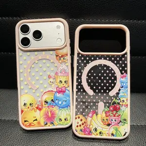 Kawaii Shopping-Themed Cartoon Printed Phone Case, Smooth Magnetic Transparent Cover, Compatible with iPhone 11-17 Pro Max/Plus and Samsung Galaxy S23-S25
