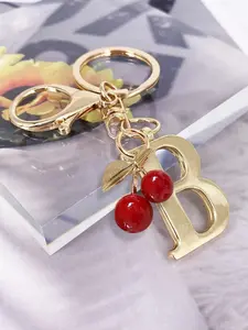 Elegant Letter Keychain, A-Z 3D Letter Pendant, Cherry Decoration, Fashion Alloy Keyring, Bag Backpack Charm, Perfect Gift, Bag Charms