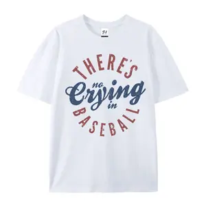 There's No Crying In Baseball T-Shirt Vintage Americana Graphic Tee Baseball Mom Game Day Outfit Funny Sports Coach Gift Retro Distressed Top