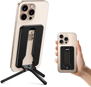 elitehood Mini Magnetic Tripod for iPhone 12/13/14/15/16 & Magsafe Cases, Travel iPhone magnetic Stand for Airplane, Aluminum Portable Small Phone Tripod with Strong Magnet and 1/4" Screw Mount, Black