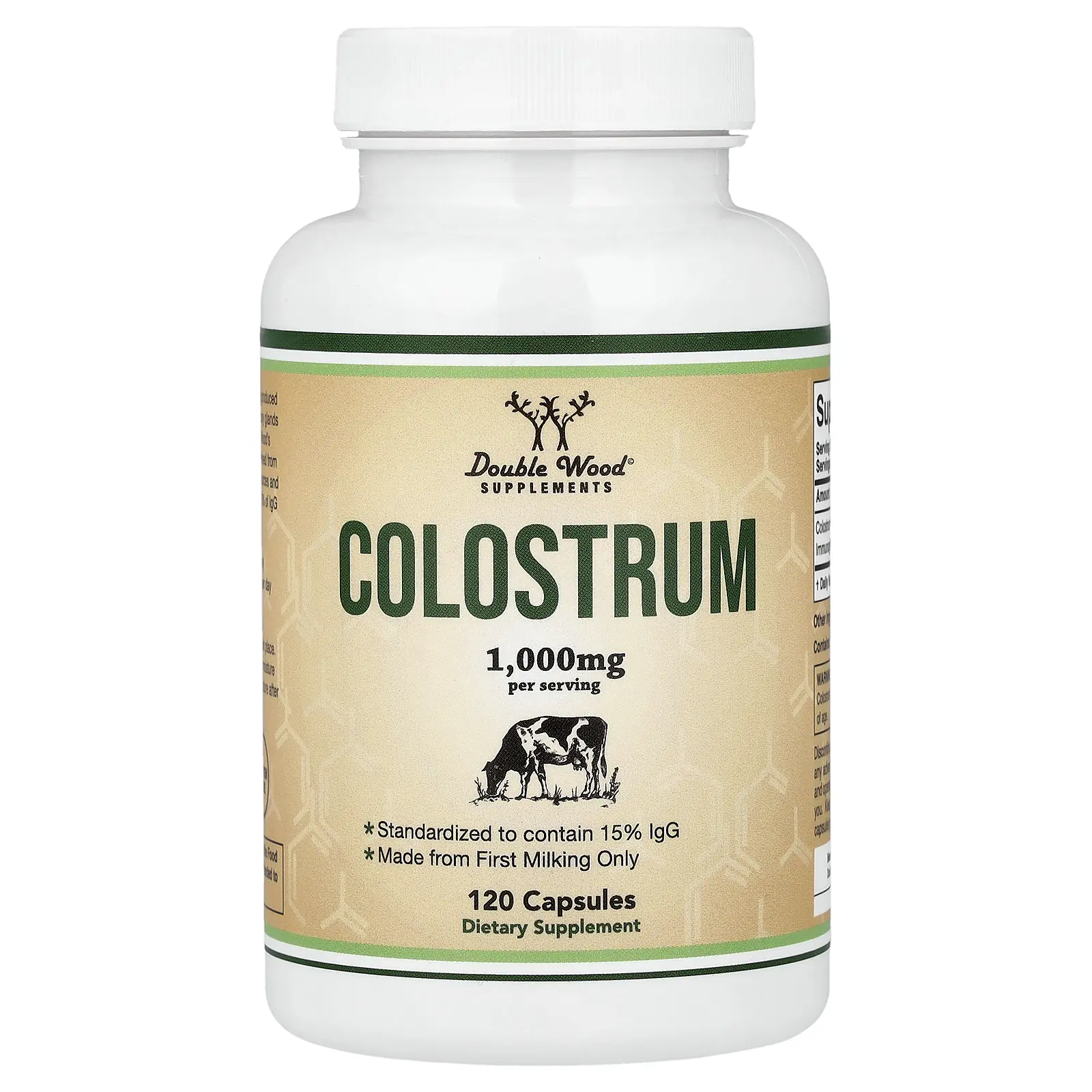 Double Wood Supplements Colostrum, 120 Capsules (500 mg per Capsule)