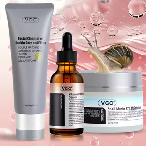 VGO Skin Set - Vitamin C Serum Moisturizer & Facial Cleanser for Sensitive Skin, 30ml, 150g, Multi-Pack, Hydrating Formula, All Skin Types - Cleansing