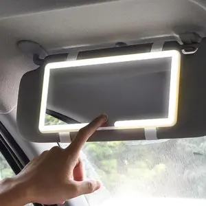 Car Sun Visor Makeup Mirror with LED Touch Screen Adjustable Brightness Auto Interior HD Mirror Rechargeable Vanity Mirror for Flawless Application Dimmable LED Lights