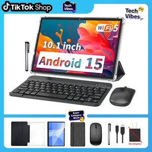 【TechVibes】PYNAREL 10.1 Inch Android 15 Tablet, Wireless Set with Keyboard, Mouse, Case, Stylus, Dual Camera