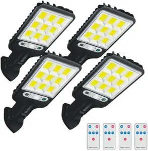 Solar Lights Outdoor, Solar Powered LED Street Lights - 108 High Lumens Led Beads & Smart Remote & Motion Sensor & IP65 Waterproof - Solar Garden Lights with 3 Modes, Solar Flood Lights Security Lights for Pathways, Garage, Garden, Backyards & Front Yard