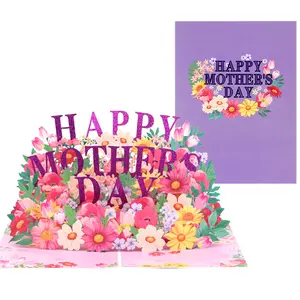 Happy Mother's Day 3D Pop Up Card, Handcrafted Eco-Friendly Recycled Paper Card with Blank Note Tag, 8"x6" Cover - Perfect Gift for Mom, Family & Loved Ones