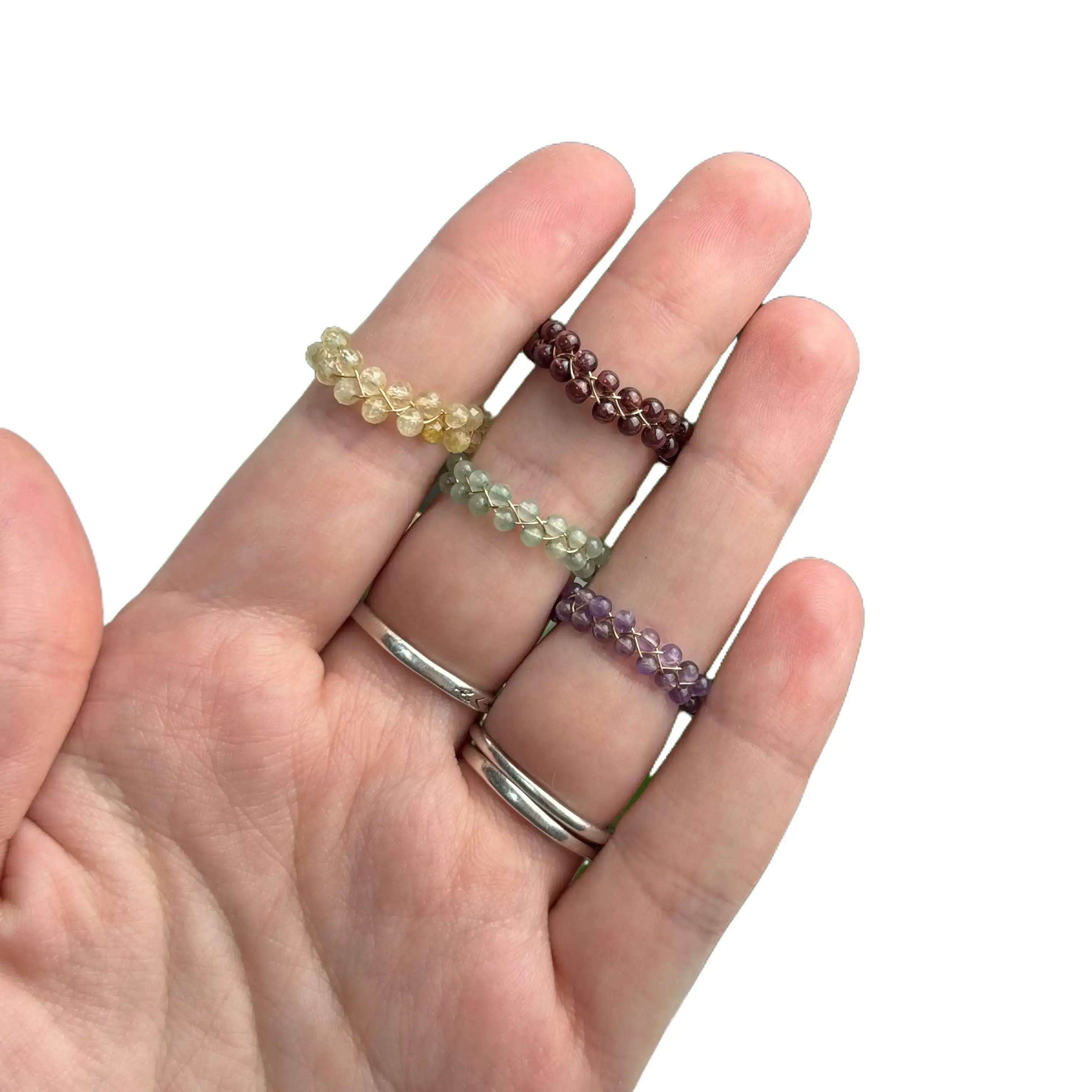 Adjustable Crystal Beaded Ring Beautiful Rings Stone Crystal Rings
