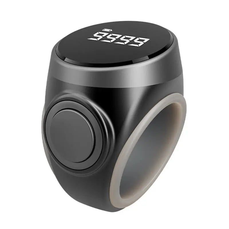 Smart Tally Counter Digital Electronic Finger Ring Tally Counter Muslims Ring Prayer Time Reminder Counter Black