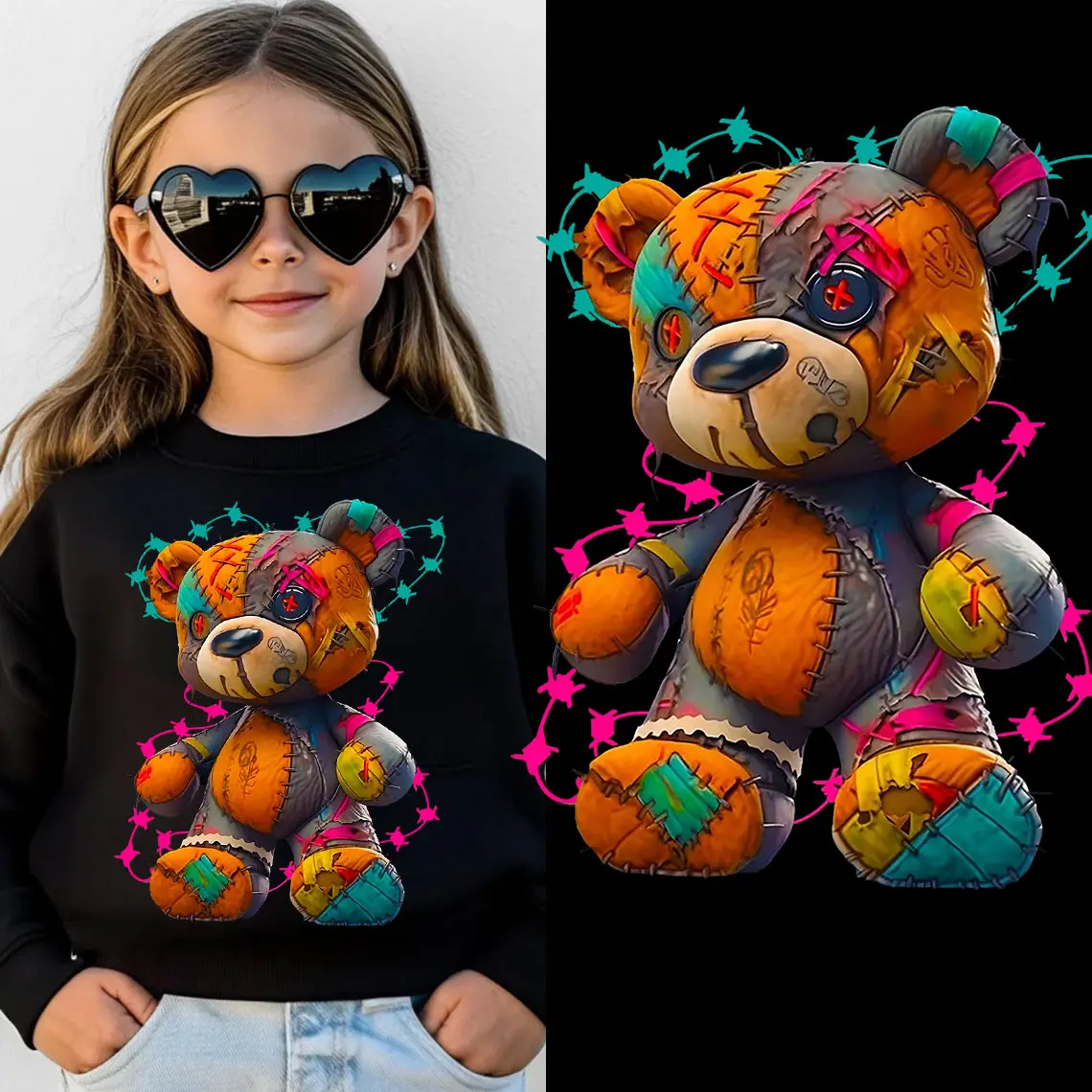 4pcs/Set Cute Cool Little Bear Heat Transfer Stickers - Craft Supplies, Transfer Paper Applique for Clothing, DIY Decoration Enthusiasts, Bright High-Definition Images with Rich Themes