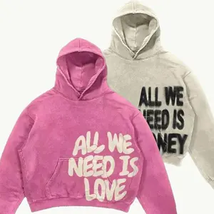 Pink/Beige women's Hoodie - Oversized Y2K Street Style, Bold Slogan Print, Perfect for Casual Outings & Urban Fashion Looks