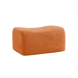 Ottoman Teddy Fabric Orange Plush Footrest Stool for Living Room Bedroom Nursery Comfy Accent Seat with Soft Teddy Fabric Cozy Foot Stool Pouf Ottoman for Relaxation Reading Room Home Decor, Home Furniture and Household Product Search Terms