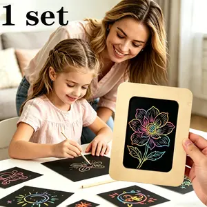 10 Sheets Magic DIY Scratch Art Paper Set, Rainbow Scratch Drawing Kit, Perfect for Parties, Weddings, Gifts, Includes 2 Frames