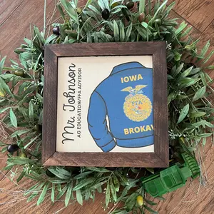 FFA Officer Gift 9.5x9.5 8 inch Reclaimed Wood Frame Blue Jacket Official Dress Advisor Chapter Gift Affinity Licensed