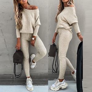 2026 CHICME Women's 2 Piece Lounge Outfit Long Sleeve Pullover Tops Drawstring High Waisted Pants Set Tracksuit Breathable Casual Womenswear Clothes