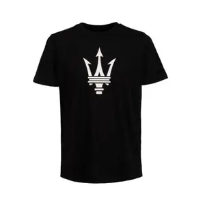 Maserati Large Logo Rubber Print T-Shirt - Black/Blue