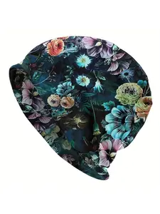 BIIHUDU Men' Botanical Beanies Hat with Botanical Flowers & Plants - Funky Suitable for, Winter, Outdoor & Casual Attire - Plant-Themed Beanie for Men