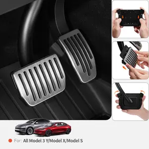 YONZEE Performance Pedal Covers for Tesla Model Y 2021-2026 & Model 3 2021-2026, Compatible with Juniper & Highland, Snap-Lock 304 Stainless Steel Brake & Accelerator Pedals, Non-Slip Sport Replacement Accessories