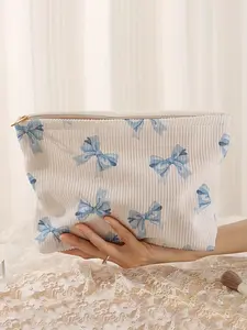 Bow Pattern Makeup Bag, Casual Versatile Storage Bag, Travel Makeup Bag, Travel Makeup Pouch, Suitable for Women and All Kinds of Occasions