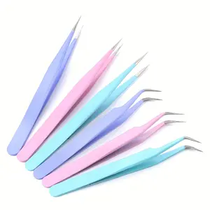 stainless steel precision tweezers, color scrapbook tweezers, straight and elbow tweezers, pink/blue/purple/white/black